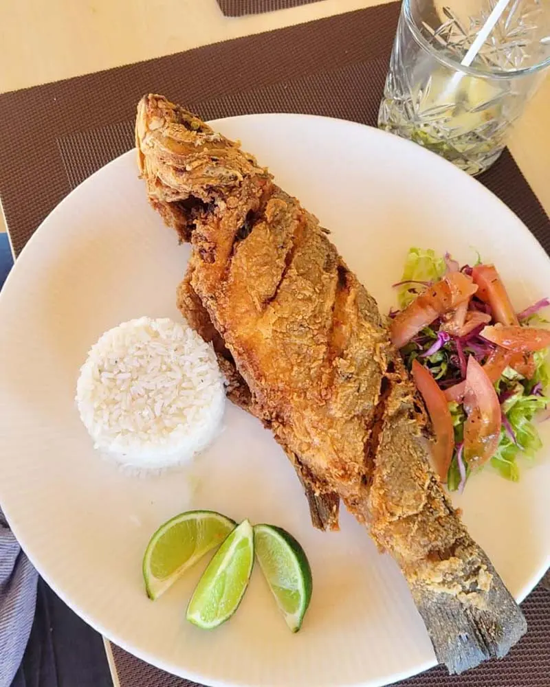 Fresh fish prepared at Castaway's Restaurant at Playa Palmera